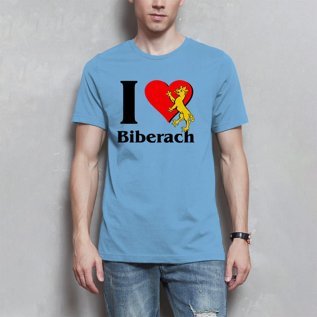 Herren T-Shirt "I love biberach, rot/schwarz mit Biber"