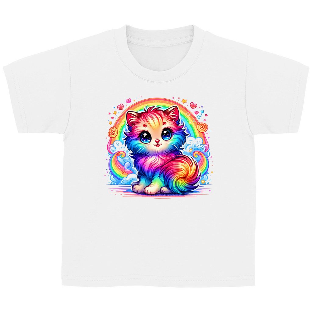 Kinder T-Shirt mit Regenbogen-Kätzchen | Bunt, süß & bequem für kleine Abenteurer