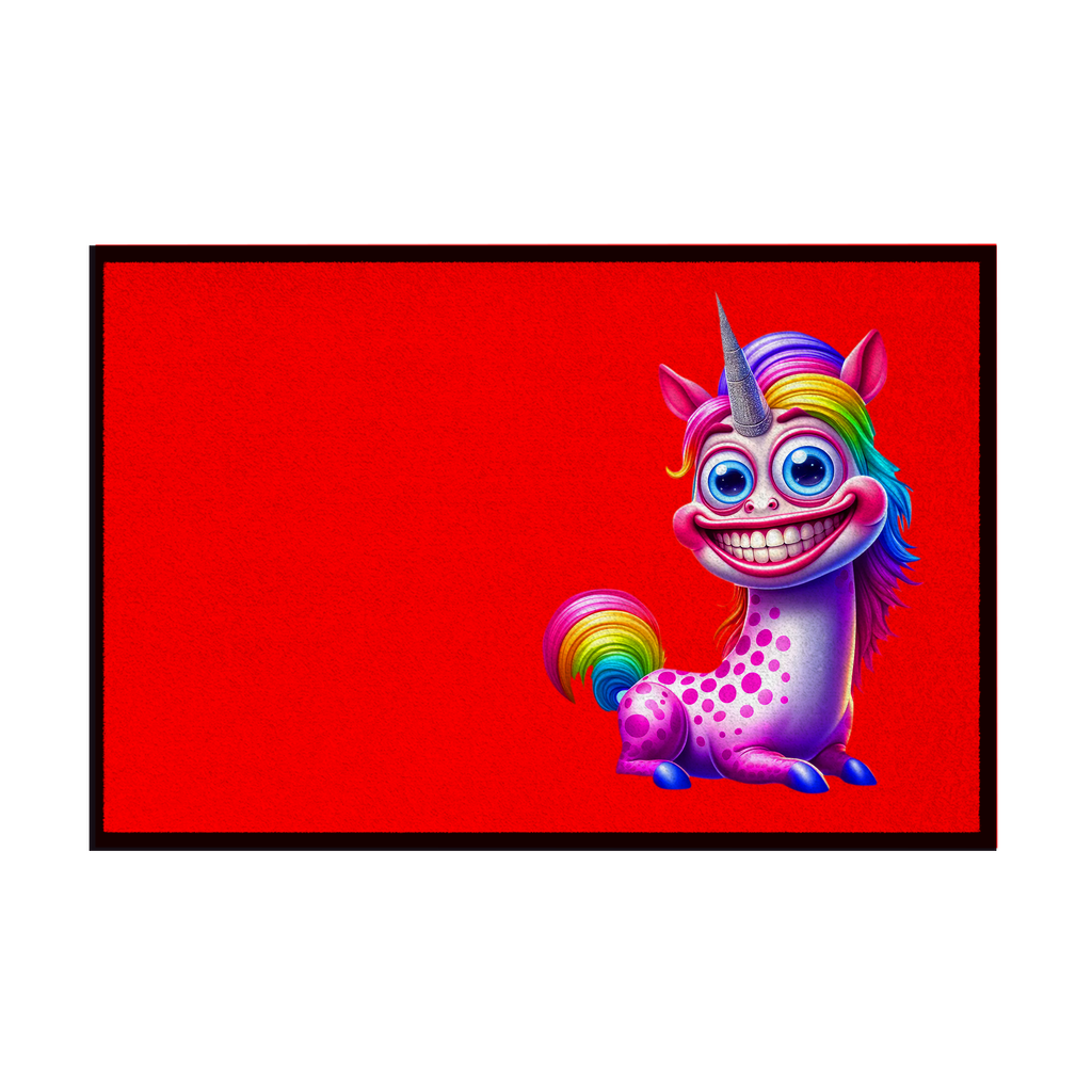Fußmatte mit Gummirand "Grinsendes Einhorn"