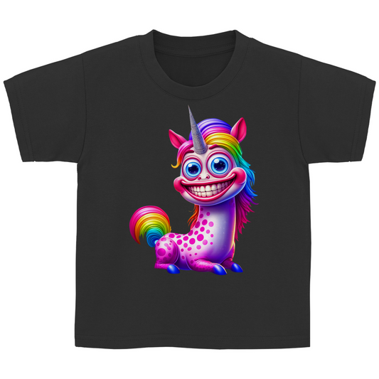 Kinder Basic T-Shirt Einhorn grinsend