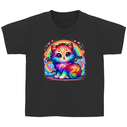 Kinder T-Shirt mit Regenbogen-Kätzchen | Bunt, süß & bequem für kleine Abenteurer