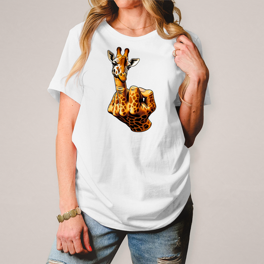 Damen T-Shirt Giraffe Mittelfinger