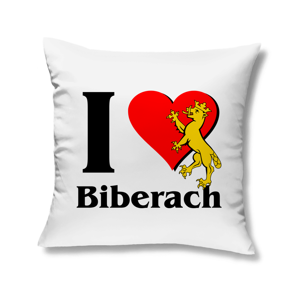 Kopfkissen "I Love Biberach, schwarz/rot"