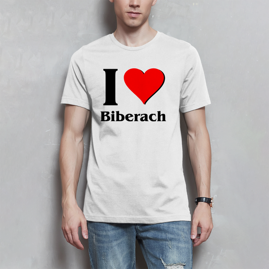 Herren T-Shirt "I Love Biberach, schwarz/rot"