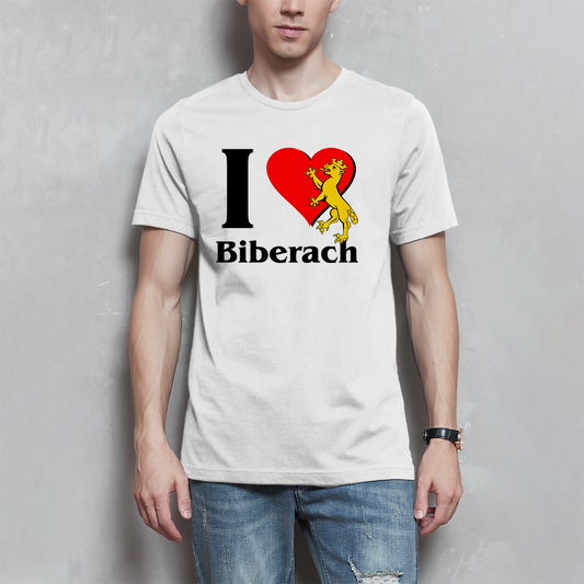 Herren T-Shirt "I love biberach, rot/schwarz mit Biber"