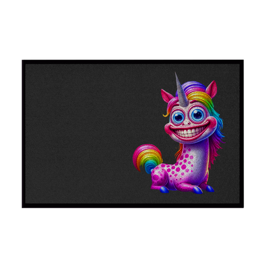 Fußmatte mit Gummirand "Grinsendes Einhorn"