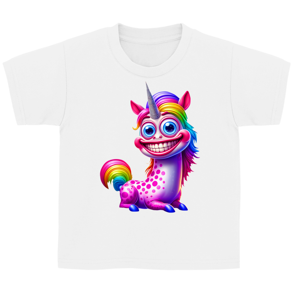 Kinder Basic T-Shirt Einhorn  grinsend