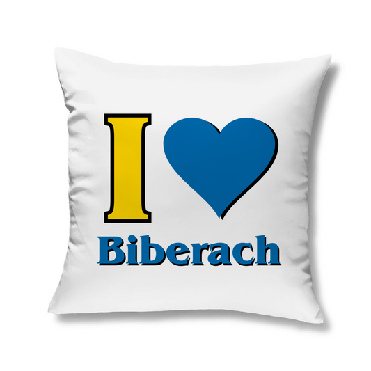 Kopfkissen "I Love Biberach, blau/gelb"