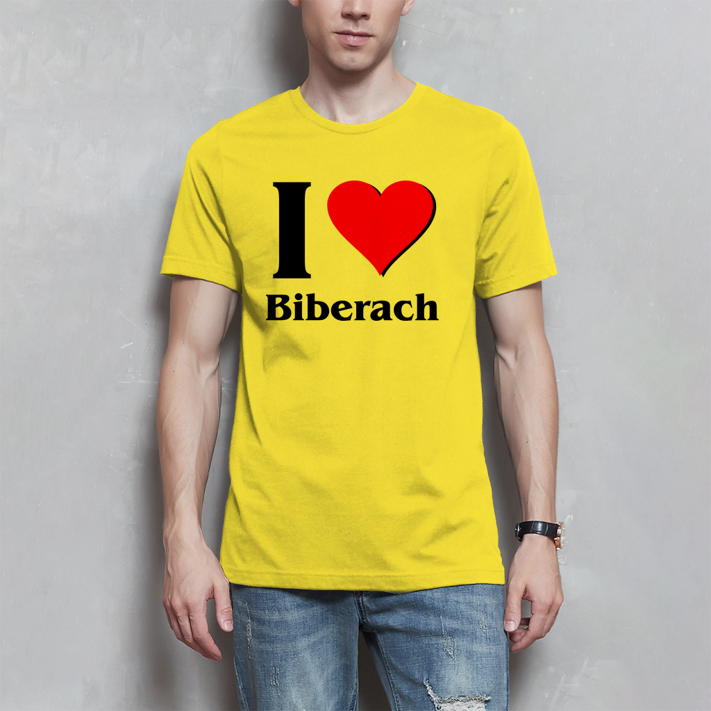 Herren T-Shirt "I Love Biberach, schwarz/rot"