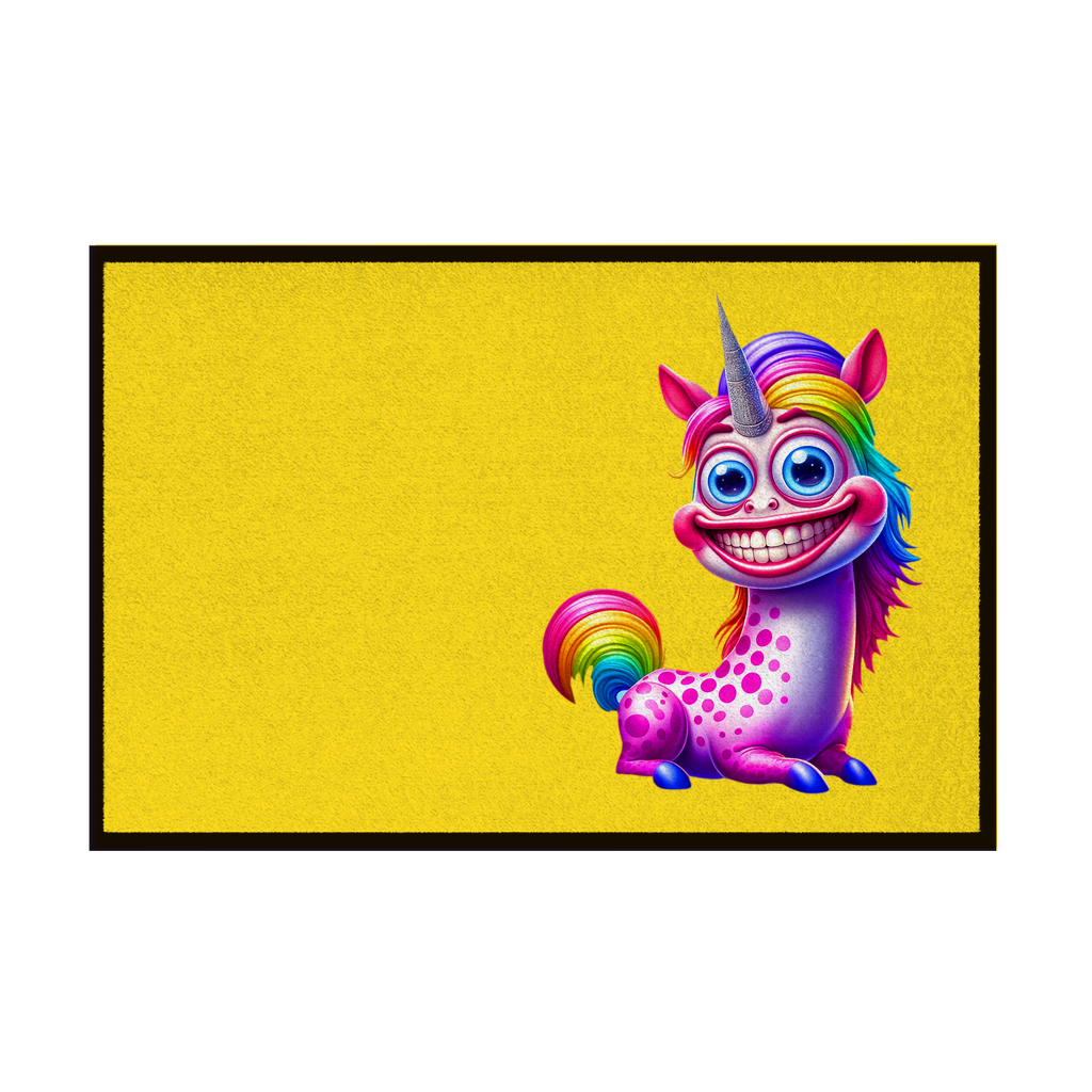 Fußmatte mit Gummirand "Grinsendes Einhorn"