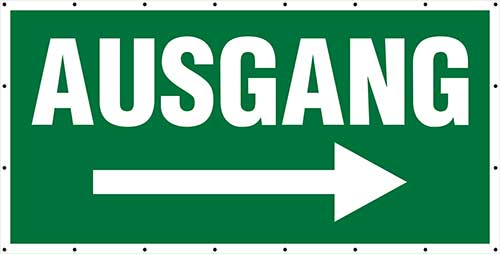 Banner "Ausgang" mit Pfeilrichtung