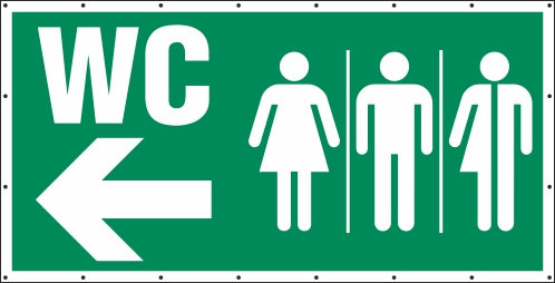 WC M W Pfeil rechts grün Banner Schild