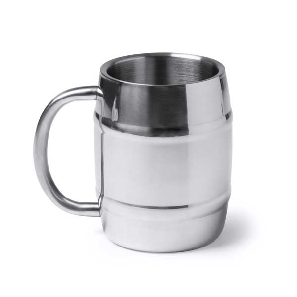 Schöner Doppelwandiger Bierkrug Edelstahl / Metall 420ml Metallkrug, Metallbecher