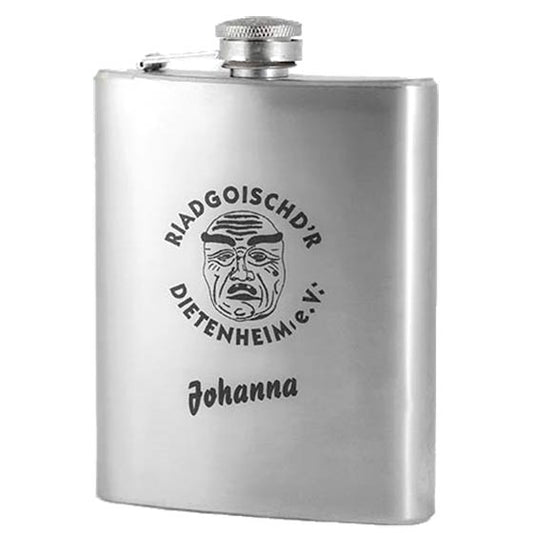 Edelstahl Flachmann mit Gravur Schnapsvorrat für die Party