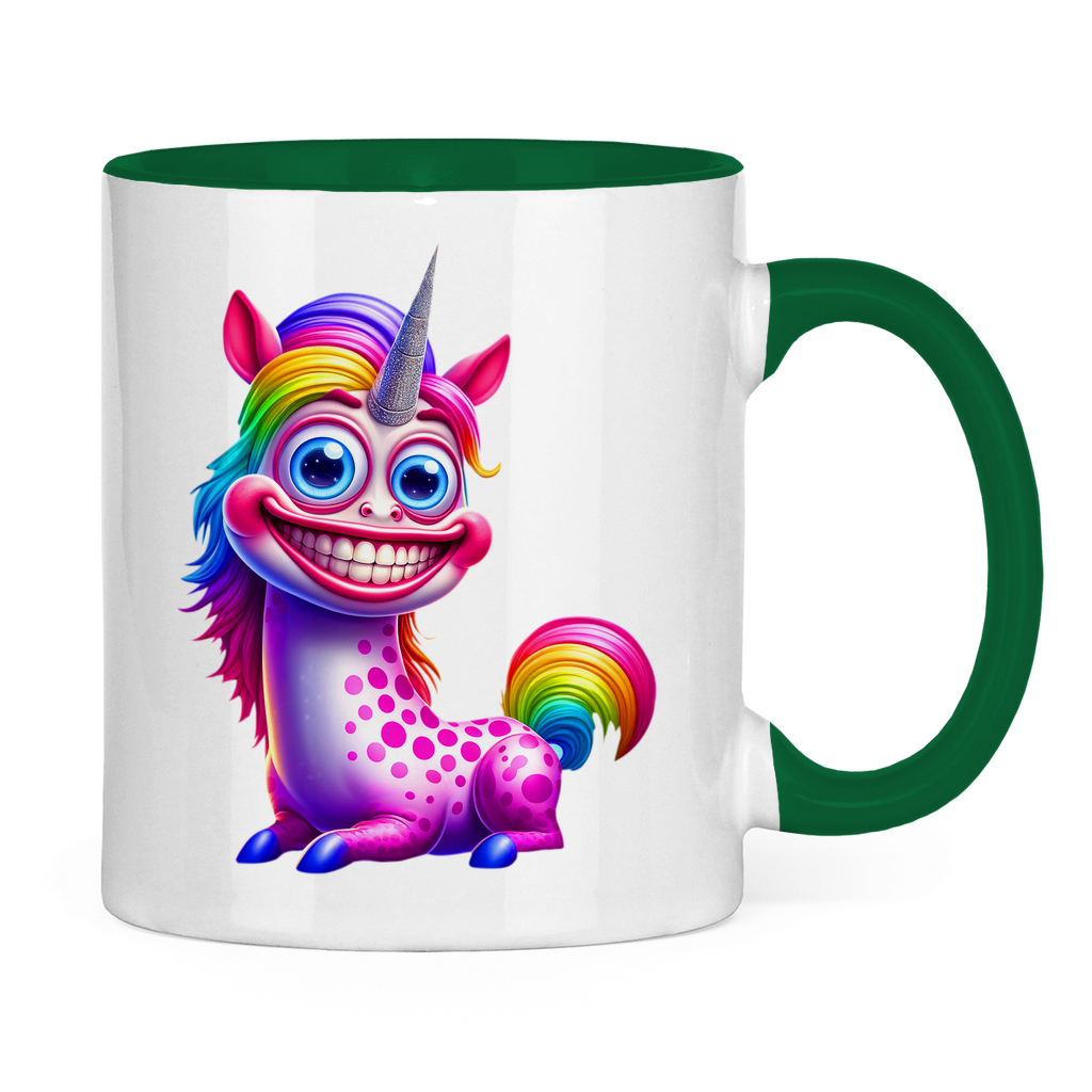 Tasse Grinsendes Einhorn in dunkelgrün