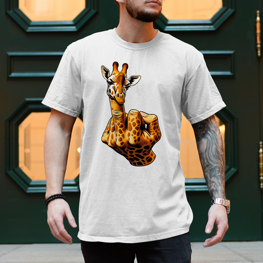 T-Shirts mit Giraffe Mittelfinger weiß office aussage