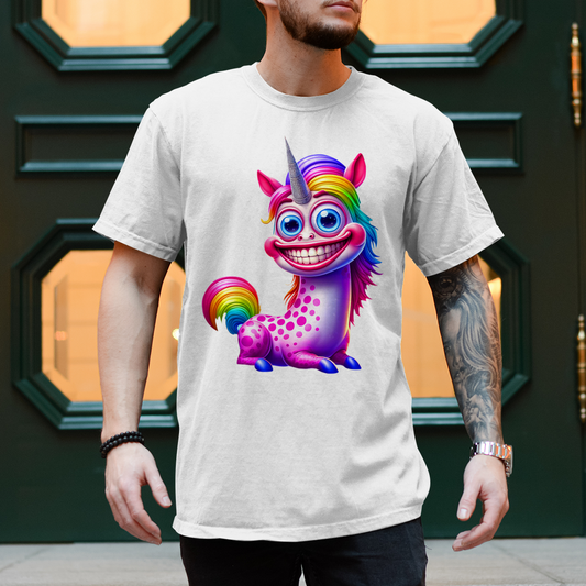 Herren T-Shirt mit "grinsendes Einhorn"