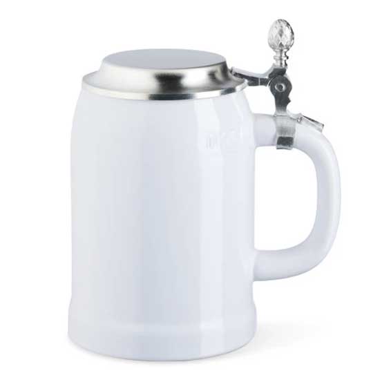 Steingutkrug mit Zinndeckel / Bierkrug, 500 ml / 0,5l Keramik *** Restposten