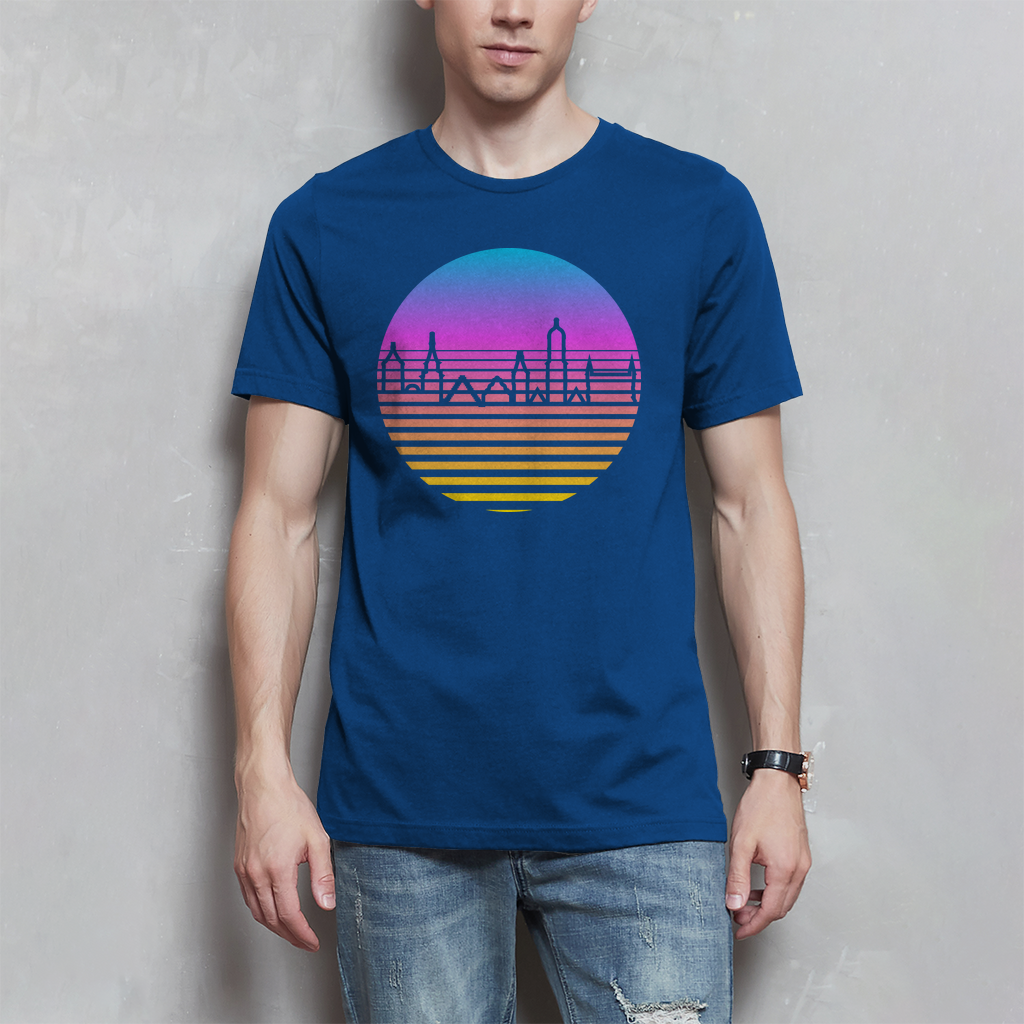Herren T-Shirt "Biberach Skyline, neon"