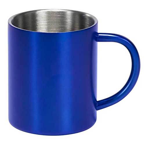 Metall Becher blau aus Edelstahl, bruchfest, robust, Karnevall, Fasching
