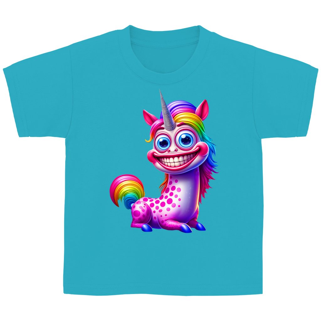 Kinder Basic T-Shirt Einhorn  grinsend