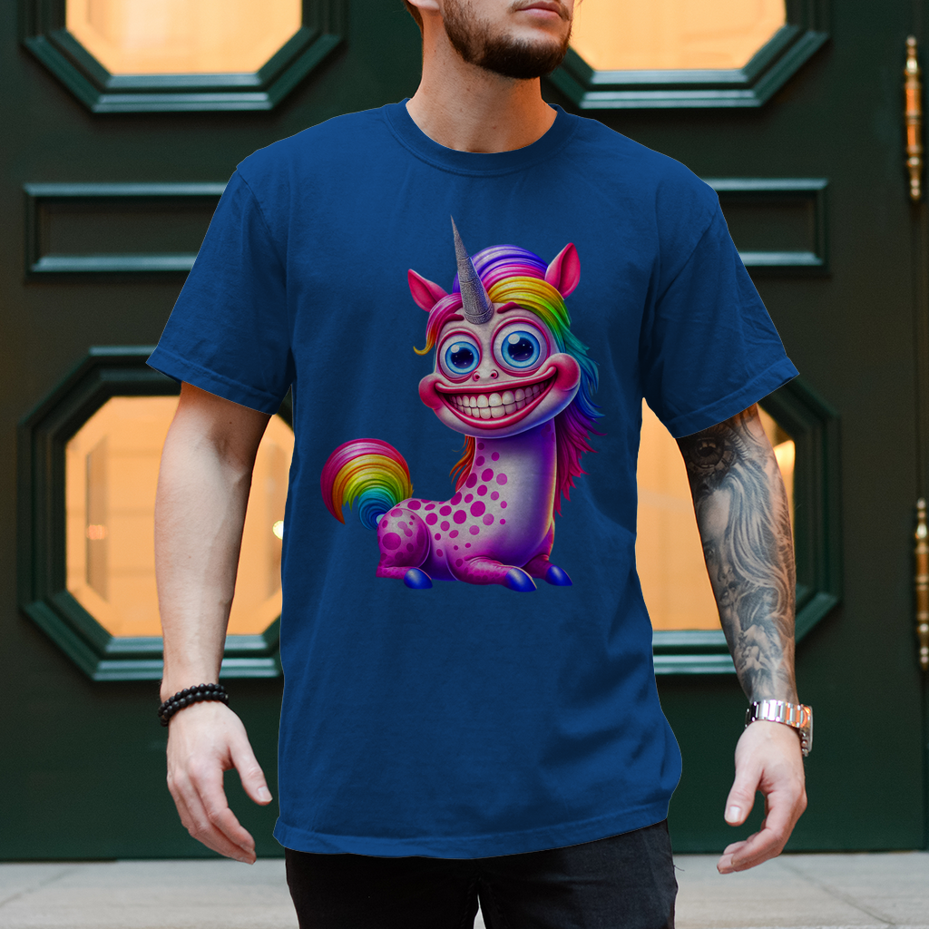 Herren T-Shirt mit "grinsendes Einhorn"