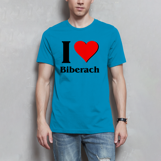 Herren T-Shirt "I Love Biberach, schwarz/rot"