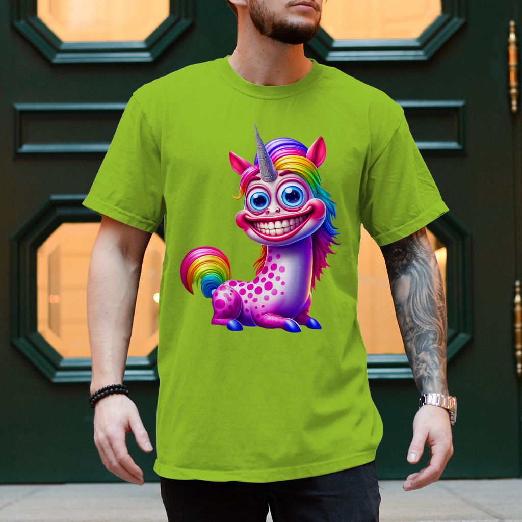 Herren T-Shirt mit "grinsendes Einhorn"