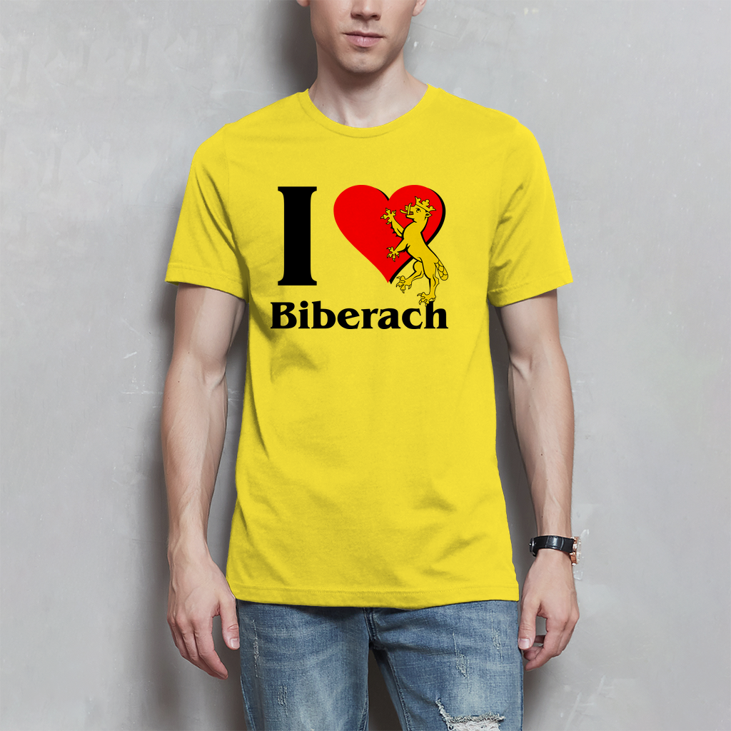 Herren T-Shirt "I love biberach, rot/schwarz mit Biber"