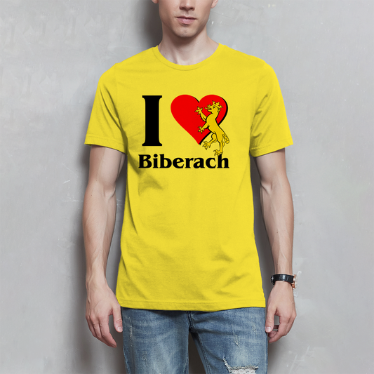 Herren T-Shirt "I love biberach, rot/schwarz mit Biber"
