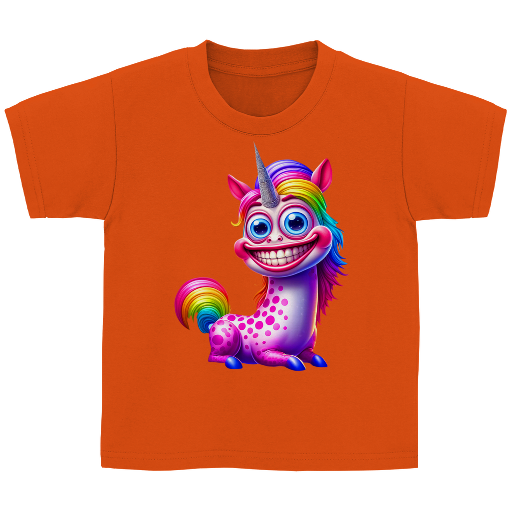 Kinder Basic T-Shirt Einhorn  grinsend