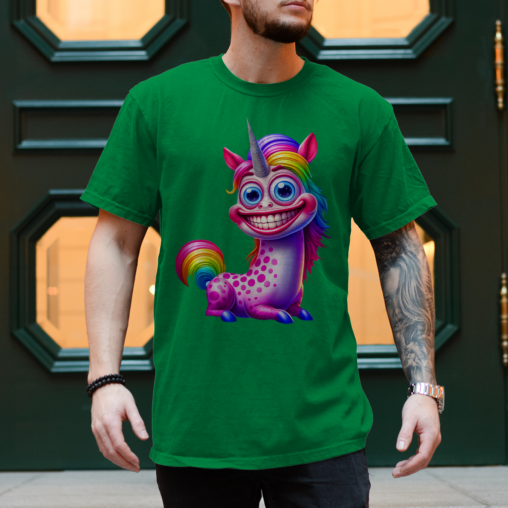 Herren T-Shirt mit "grinsendes Einhorn"