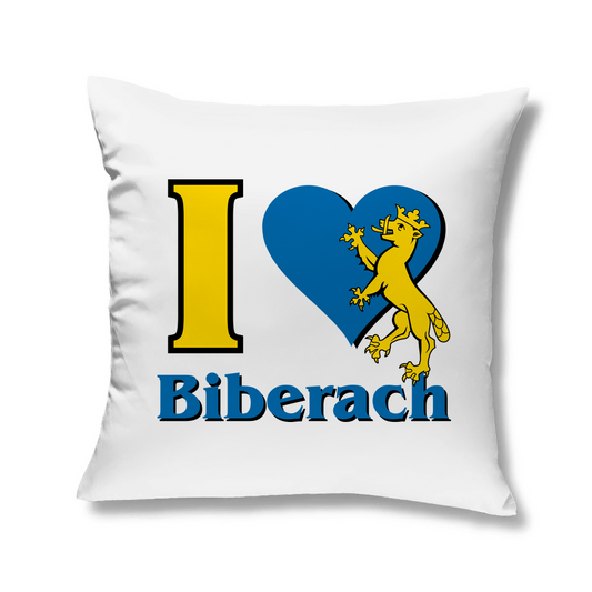 Kopfkissen "I Love Biberach, blau/gelb"