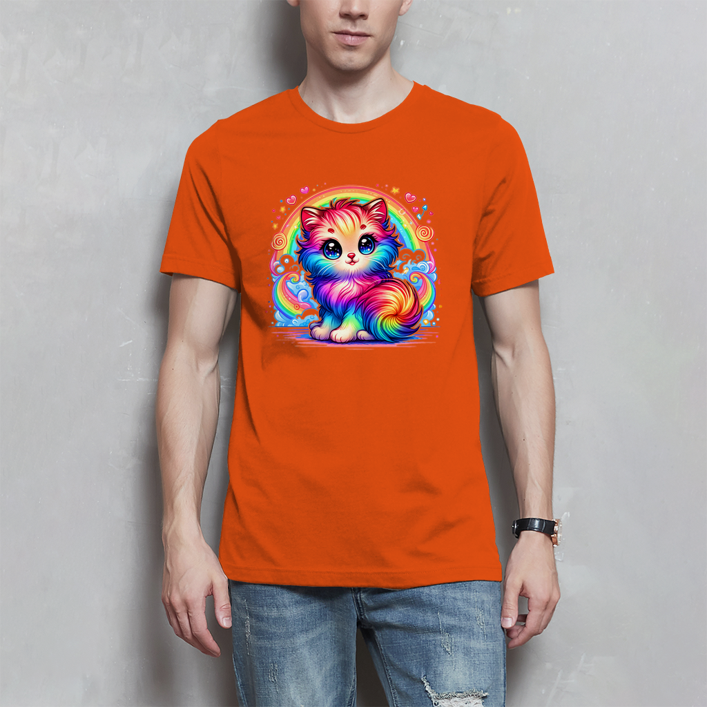 Herren T-Shirt "Kätzchen im Regenbogen"