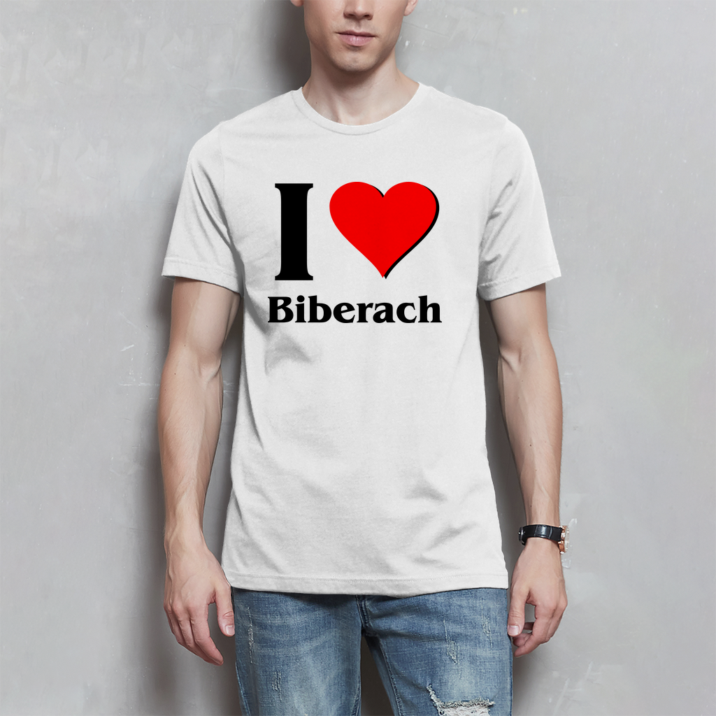 Herren T-Shirt "I Love Biberach, schwarz/rot"