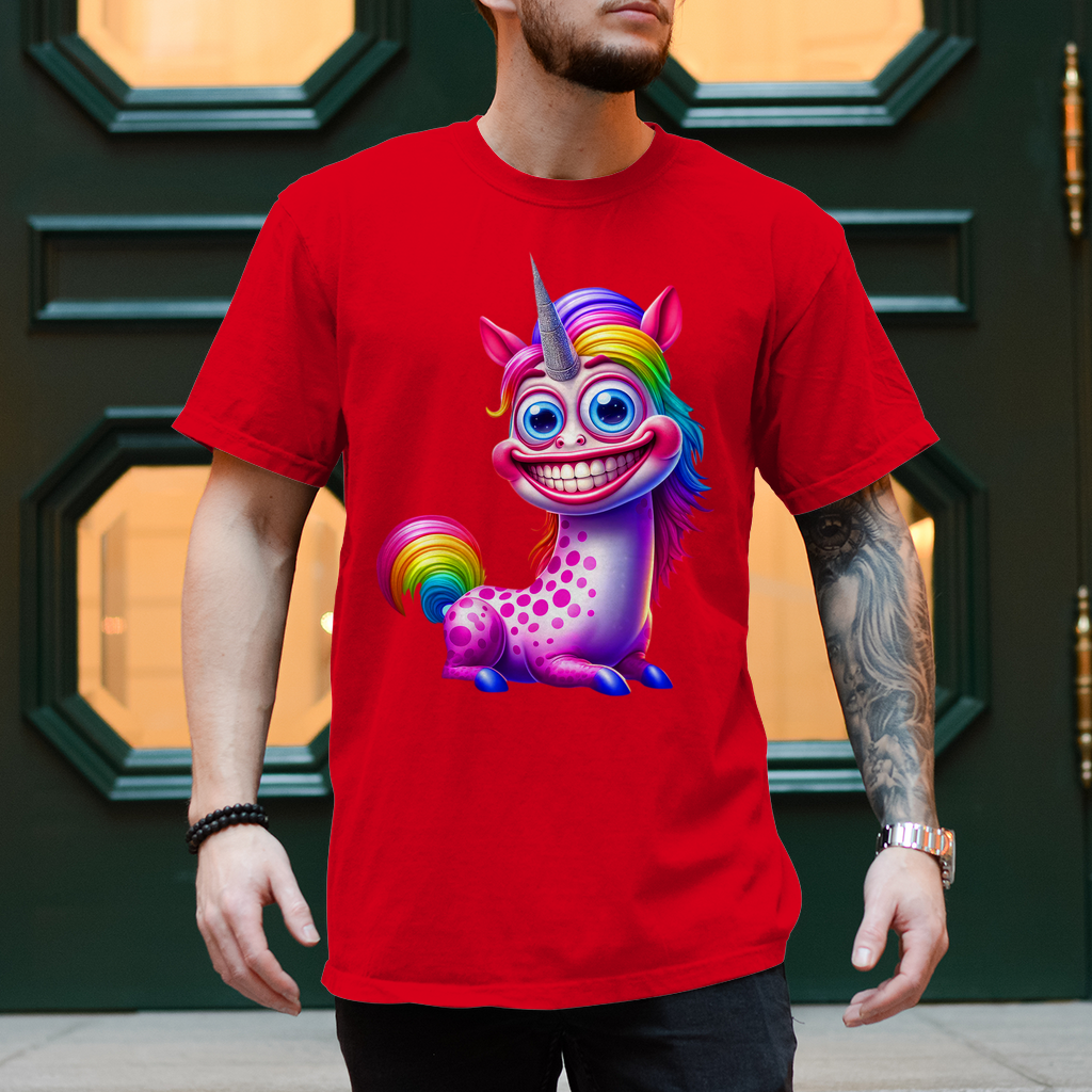 Herren T-Shirt mit "grinsendes Einhorn"