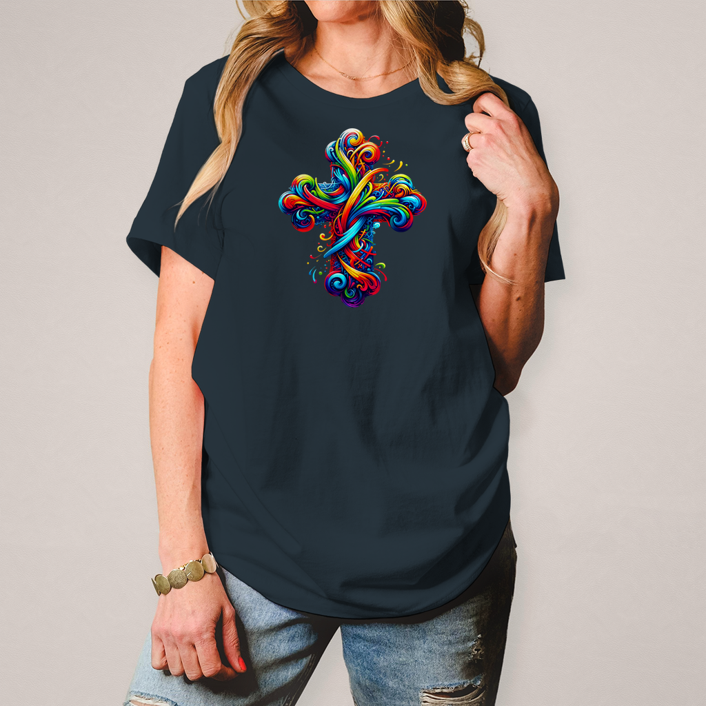 Damen T-Shirt "Buntes Kreuz"
