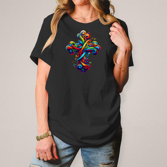 Damen T-Shirt "Buntes Kreuz"