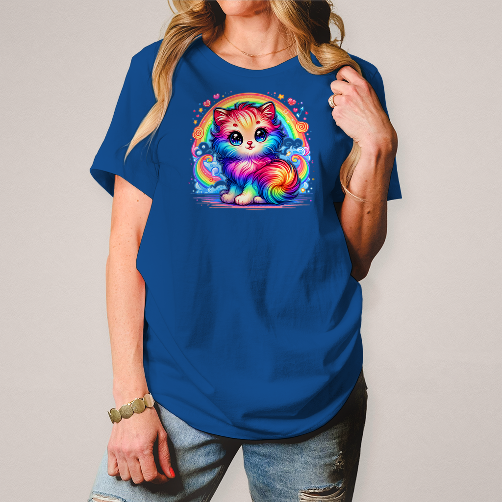 Damen T-Shirt "Kätzchen im Regenbogen"