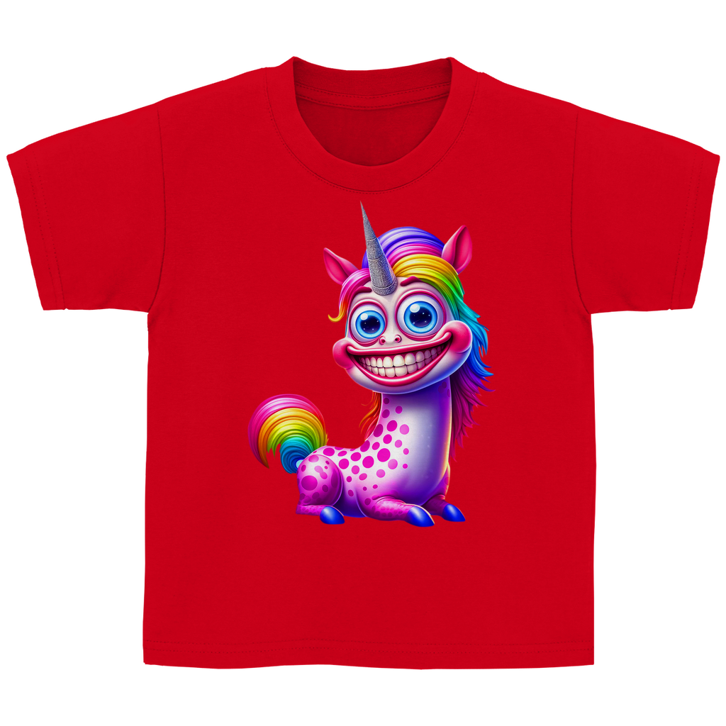 Kinder Basic T-Shirt Einhorn  grinsend