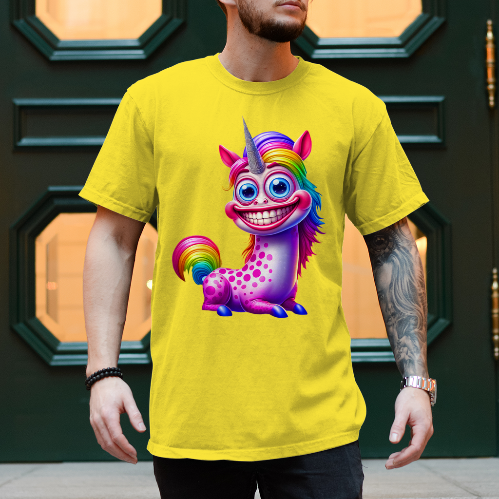 Herren T-Shirt mit "grinsendes Einhorn"