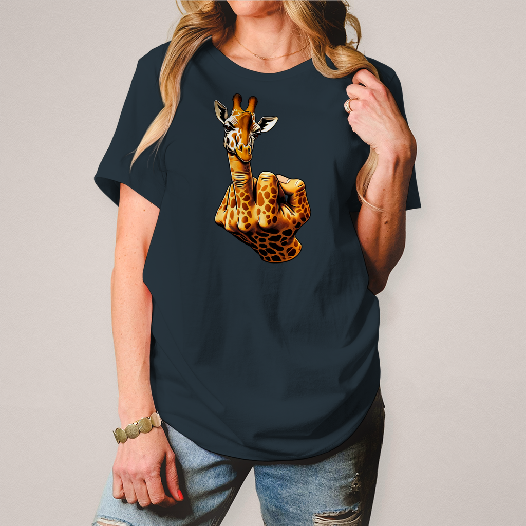 Damen T-Shirt Giraffe Mittelfinger