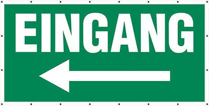 Eingang Pfeil links Banner Schild