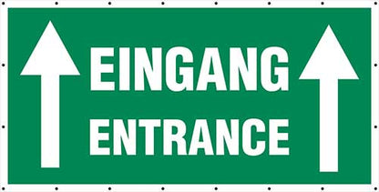 Eingang Entrance Pfeil oben Banner  Schild