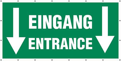 Eingang Entrance Pfeil unten Banner Schild