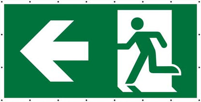 Notausgang Fluchtweg Pfeil links Banner Schild