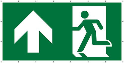 Notausgang Fluchtweg Pfeil oben Banner Schild