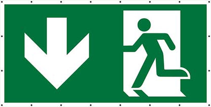 Notausgang Fluchtweg Pfeil unten Banner Schild