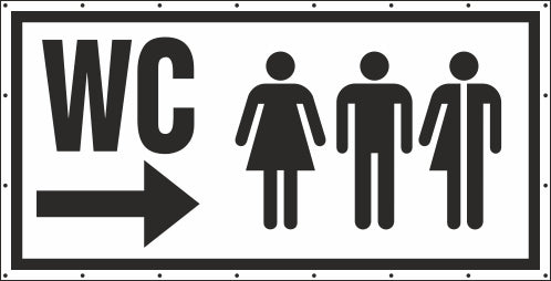 WC M W D Unisex Pfeil rechts Banner Schild