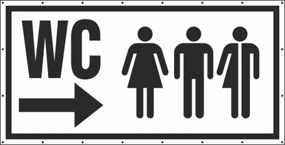 WC M W D Unisex Pfeil rechts Banner Schild